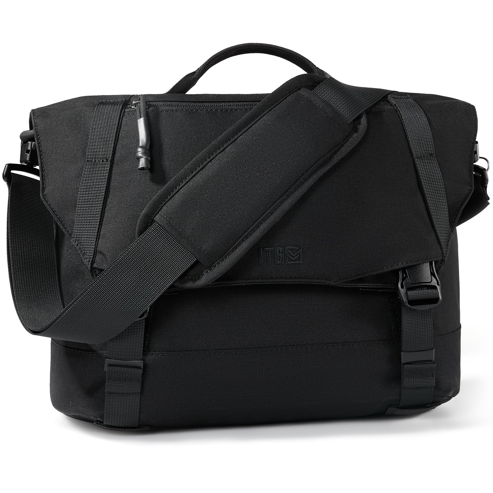 1TG Stylish Brown Canvas Messenger Bag with Adjustable Straps